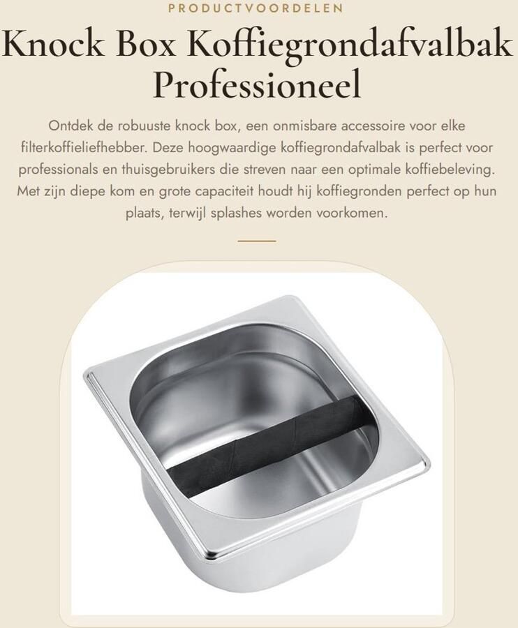 Inovra- Klopkast roestvrij staal Klopkastgereedschap Accessoires voor filterkoffiemachines Professioneel gebruik Antiroest Grote capaciteit Koffie Knock Box