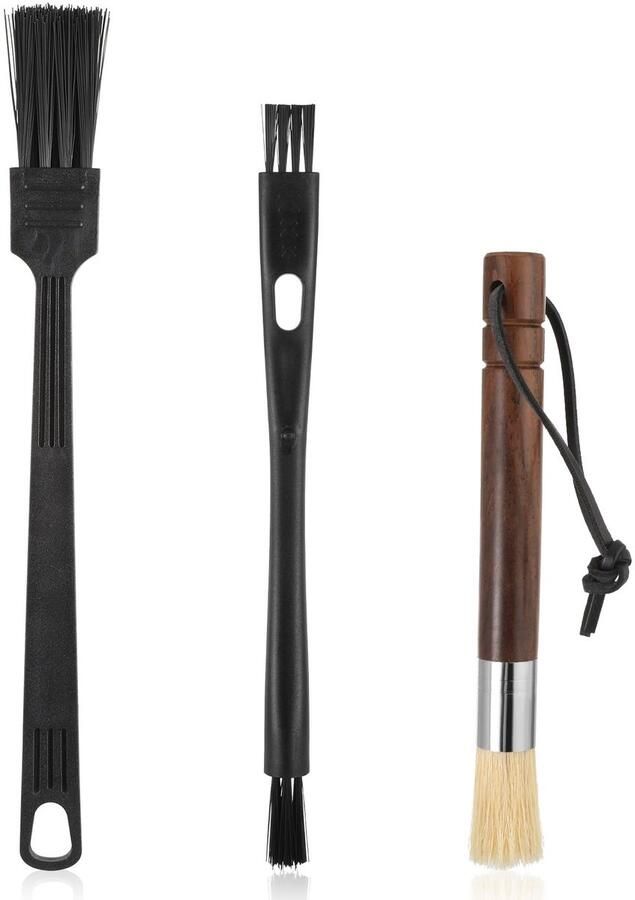Dailygoods- Koffieborstelset 3-delig Reinigingsgereedschap voor Koffiezetapparaten Barista-kwasten Espressoborstel Houten Handvat Voor Thuiskeuken Koffiereinigingsborstel