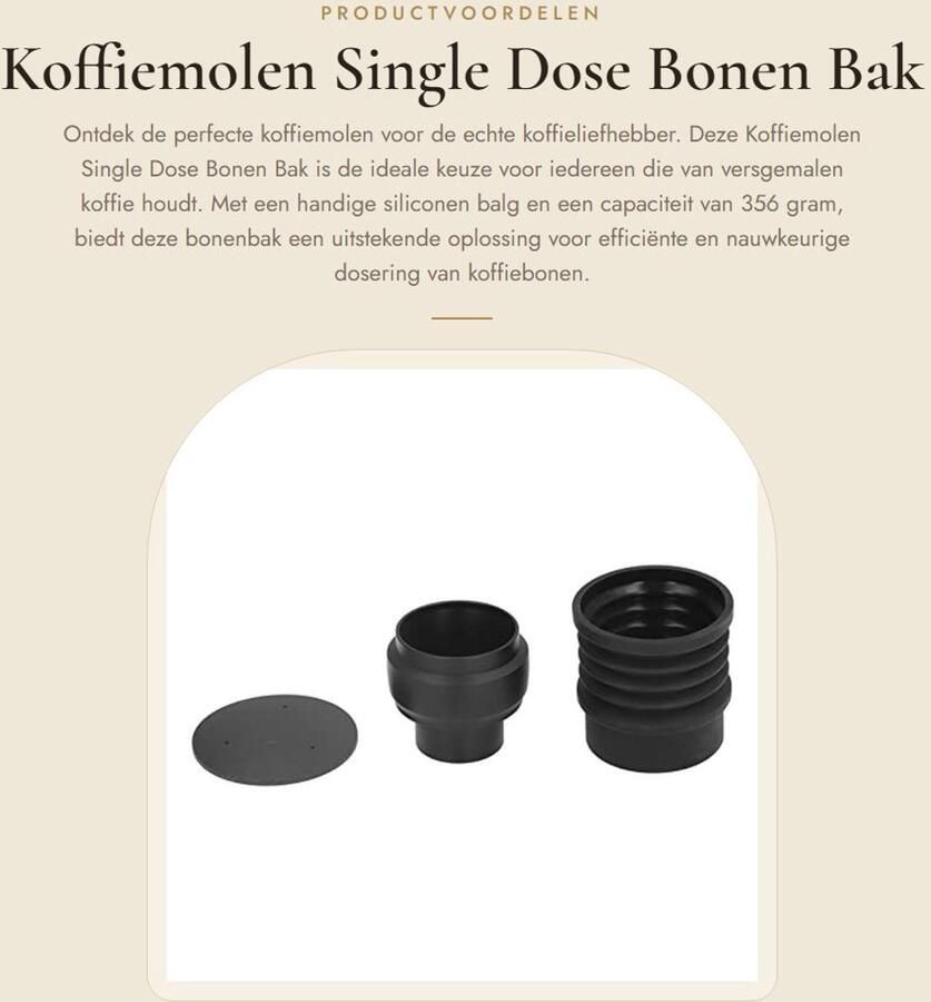 Dailygoods- Koffiemolen Vervangingsonderdeel Bonenbak Siliconen Balg Aluminiumlegering Compatibel met ECM Gewicht 356g
