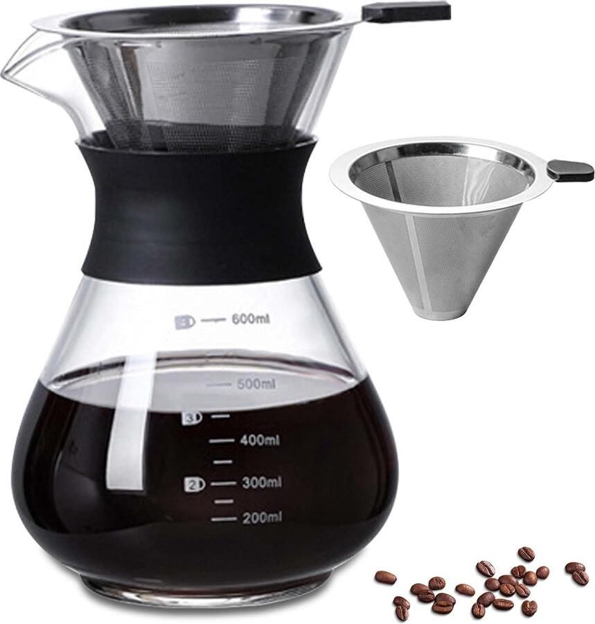 Dailygoods- Koffiezetapparaat 600 ml Pour Over Koffiebrouwer
