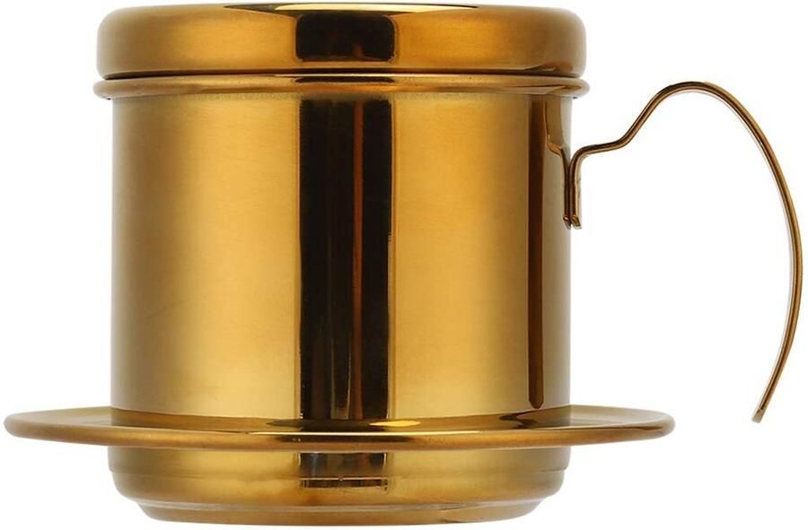 Omgoods- Koffiezetapparaat Draagbaar Mini Percolator RVS Koffiepot Handheld Koffiecup Koffiedruppel Compact formaat