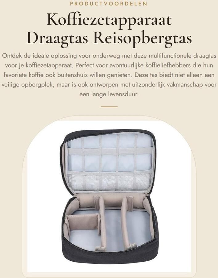 Dailygoods- Koffiezetapparaat Tas Draagbare Opbergtas Multifunctionele Reisopbergtas Duurzaam Versterkte Stiksels Bescherming tegen Schade Koffiemachine Tas