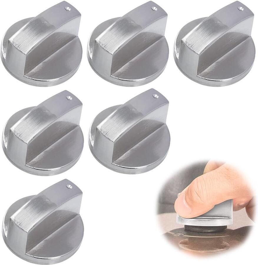 Dailygoods- Kookplaatknoppen 6 stuks Knoppen voor oven gasfornuis Duurzaam Roestvrij staal 6 mm Antislip oppervlak