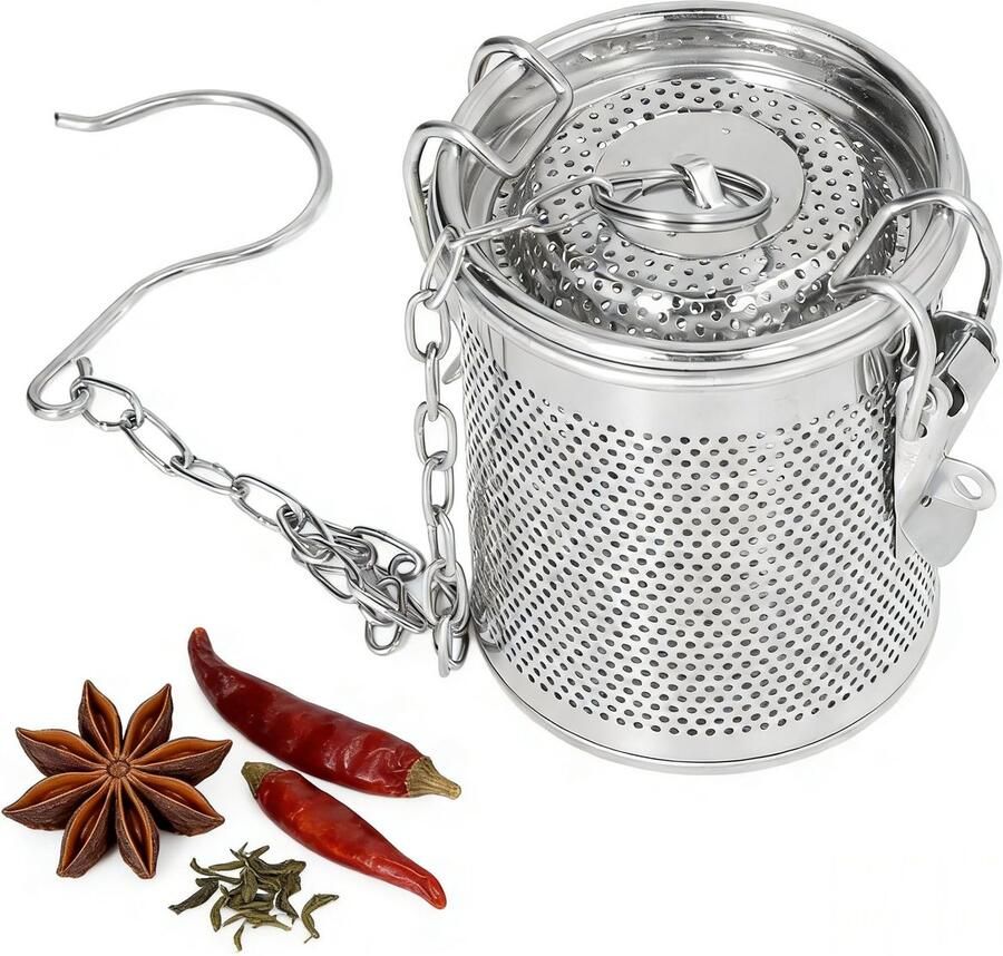 Dailygoods- Kruidenfilter Roestvrij Staal Multifunctioneel Verbeterde Smaakextractie Hangende Ketting 0.3L Voor Thuiskoks Professionele Koks Kruidenzak