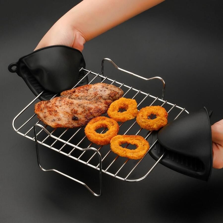 Dailygoods- Luchtfriteuse Friteuserek Roestvrij Staal Multifunctioneel Koken Bakken Grillrek Geschikt voor Ninja DZ201 401 20x13.7x8cm Frituuraccessoires