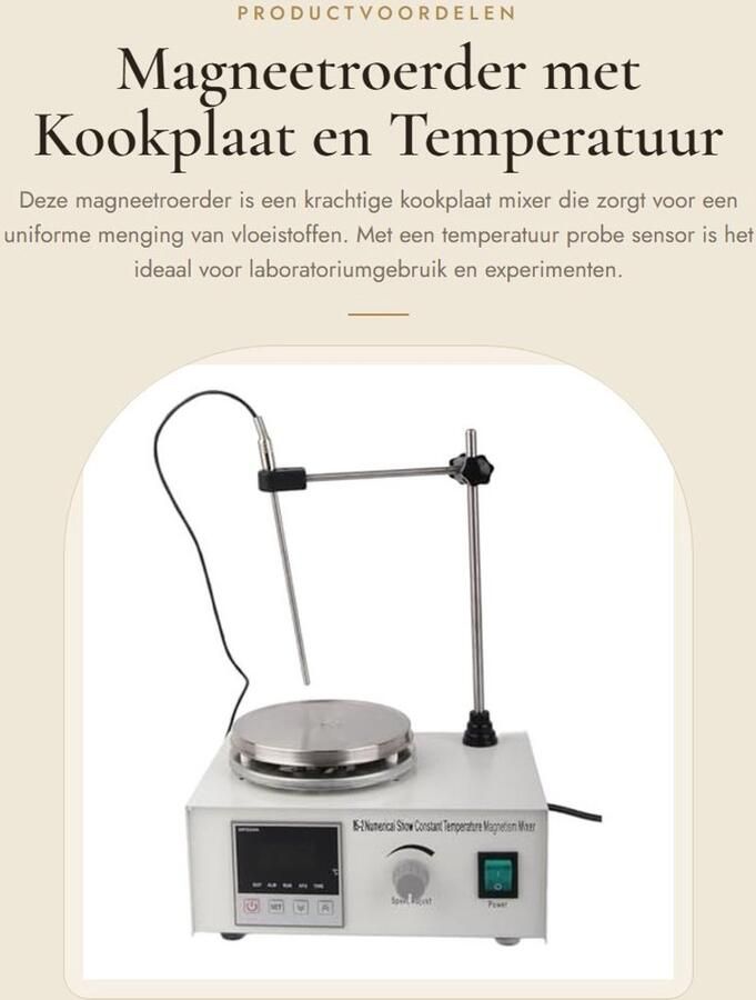 Dailygoods- Magneetroerder 2400 RPM Kookplaat Magnetische Roerder Verstelbaar Effectieve Positionering Slijtvast Materiaal Mixer