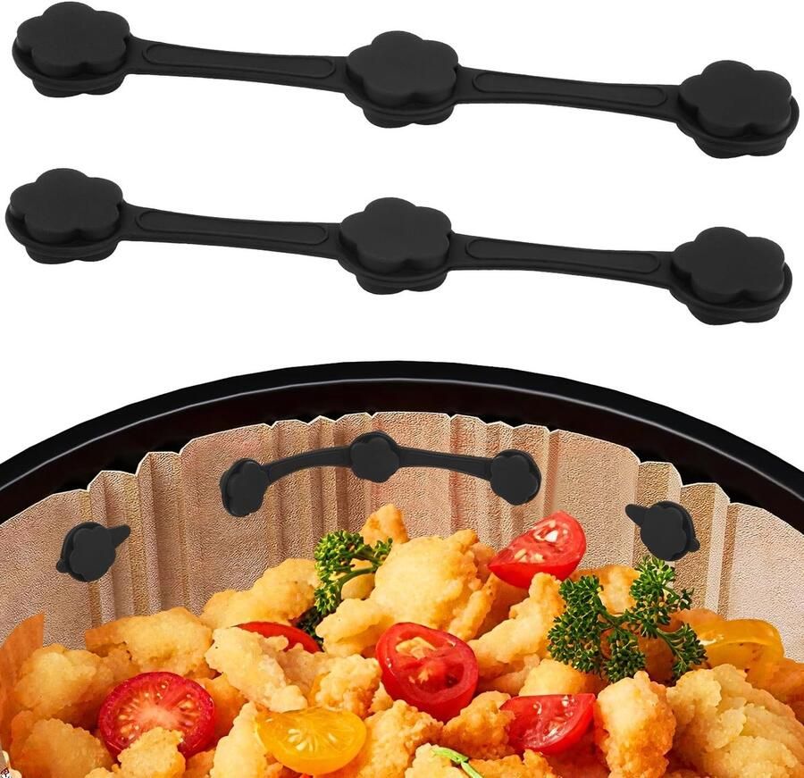 Dailygoods Magnetische siliconen gespen voor airfryer 12 stuks magneten voor het vastzetten van perkamentpapier accessoires voor friteuse herbruikbaar hittebestendig (grijs)