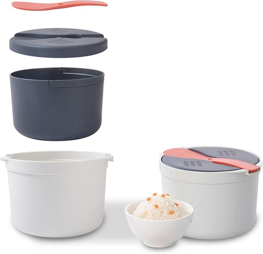 Dailygoods Magnetron Rijstkoker 2L met Deksel en Stoompan