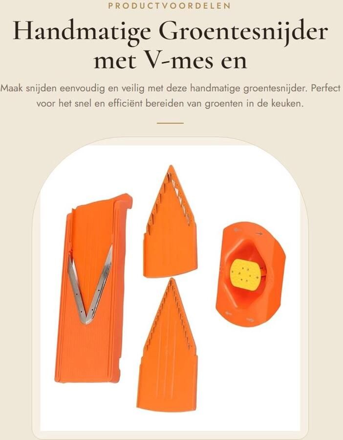 Inovra- Mandoline-snijder Handbescherming Groentesnijder V-mes Roestvrijstalen Mes Duurzaam Frame Antislip Bodem Geschikt voor Fruit en Groenten - Foto 1