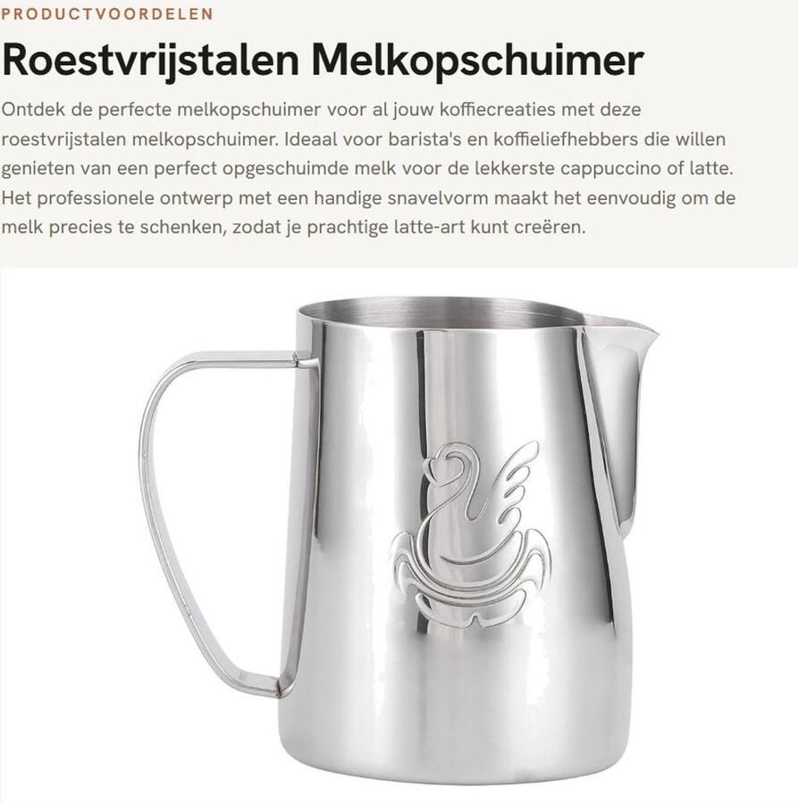 Dailygoods- Melkopschuimer 600 ml Roestvrij Staal Latte-koffiekop Schuimkan Barista-hulpmiddel Hoogwaardig Materiaal Koffiekannetje