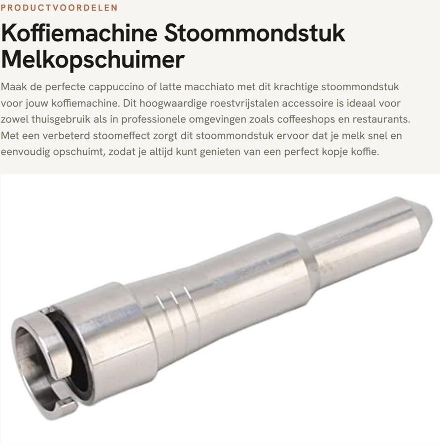 Dailygoods- Melkopschuimer Electrisch Roestvrij Stalen Stoommondstuk Verbeterd Stoomeffect Siliconen Ringen Geschikt voor ECP ECAM Modellen Romig Melkschuim Stoompijpje