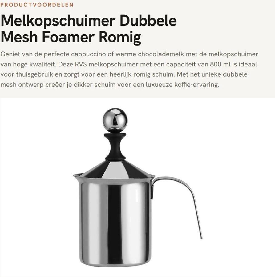 Dailygoods- Melkopschuimer RVS Dubbel Schuim Ontwerp Melkopschuimer 400ML 800ML Melkopschuimer Handmatig Cappuccino Latte Romig Schuim