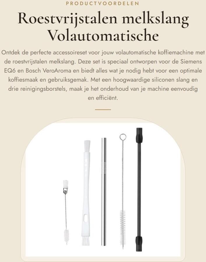 Dailygoods- Melkslang Roestvrij Staal Accessoireset Volautomatische Koffiemachine Melkbuis Reinigingsborstels Compatibel met Siemens EQ6 Bosch VeroAroma Eenvoudig schoonmaken Koffiemachineaccessoires
