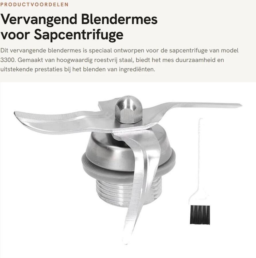Dailygoods- Messen Vervangend Blendermes Roestvrij Staal Voor Thermomix 3300 Inclusief Reinigingsborstel Duurzaam en Gebruiksvriendelijk