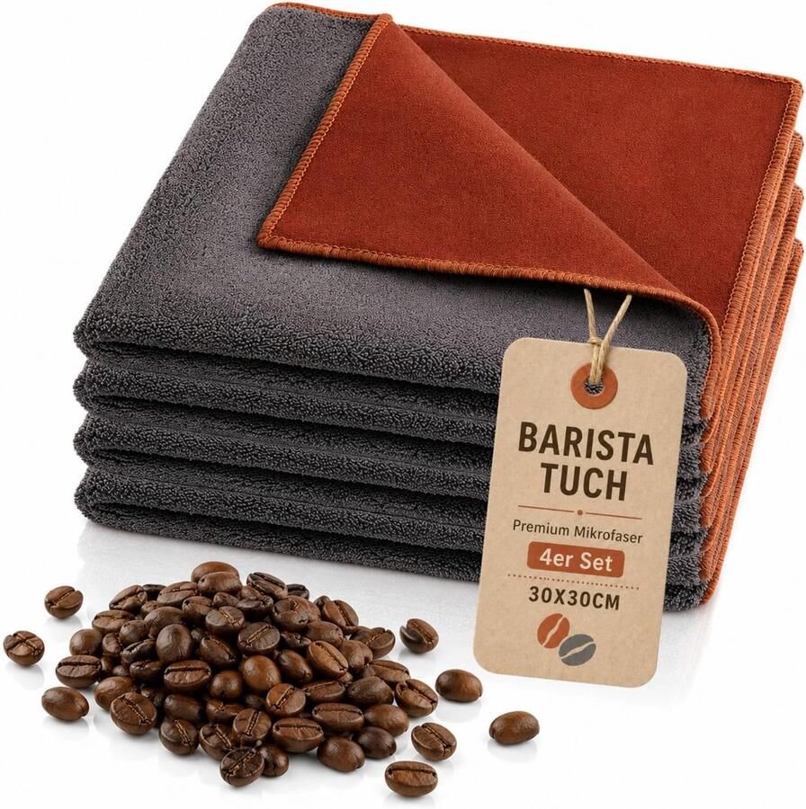 Dailygoods- Microvezeldoeken Set 4 stuks 30x30 cm Extra absorberend Reiniging koffiemachine Barista accessoire Ideaal voor espresso Reinigingsdoeken