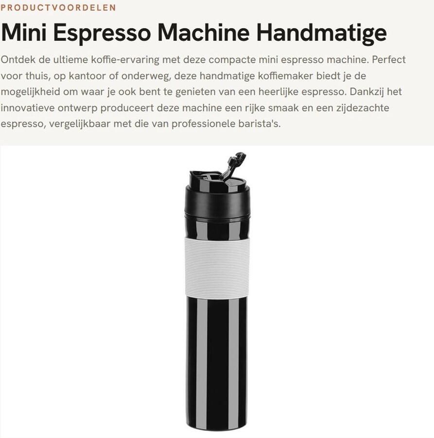 Dailygoods Mini Espresso Machine Handmatige Koffiemaker Compact en Lichtgewicht Zwart Perfect voor Thuis en Reizen Espresso Maker