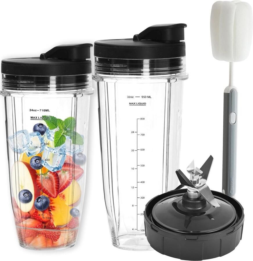 Dailygoods- Mixer Vervangende Bekers 32oz 24oz Blender Accessoires Praktische Oplossing Geschikt voor Ninja Makkelijk Mengproces Ideaal voor Smoothies Eiwitshakes Blenderbeker