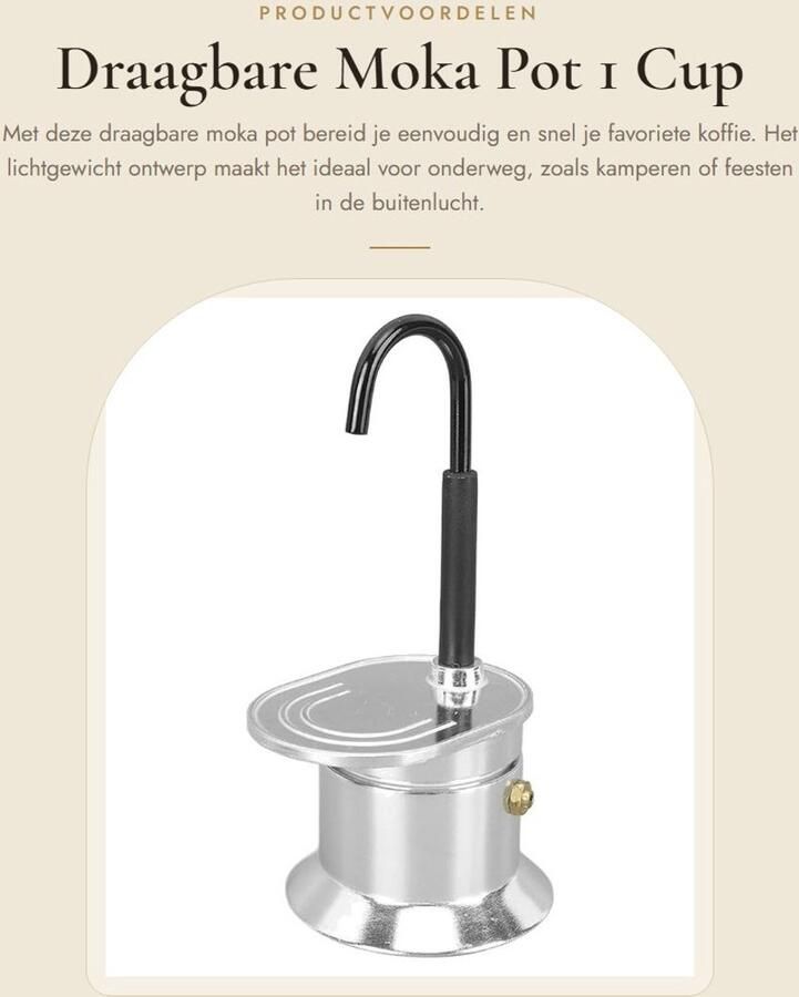 Dailygoods- Moka Pot Lichtgewicht Draagbaar Koffiezetapparaat Aluminiumlegering Snelle Bereiding 1 Kopje Eenvoudig te Gebruiken Koffiezetter