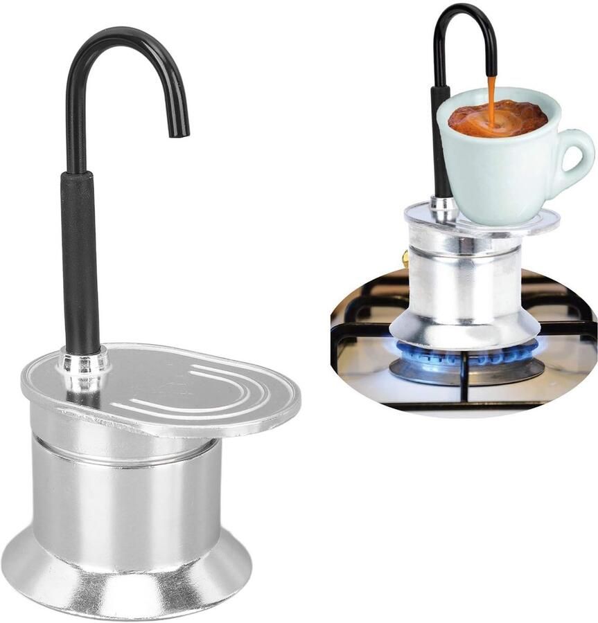 Dailygoods- Mokkapot 50 ml Aluminiumlegering Lichtgewicht Draagbaar Percolator Geschikt voor alle kachels behalve inductie Koffiezetter