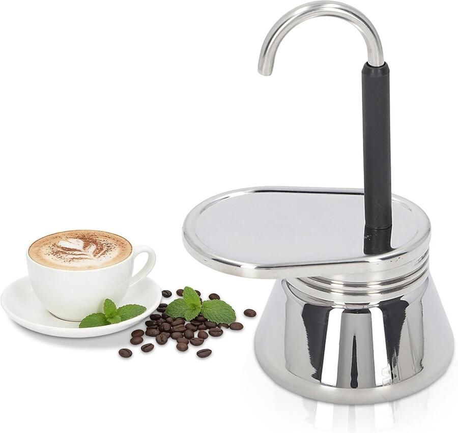 Dailygoods- Mokkapot Roestvrij Staal Koffiezetapparaat Draagbaar Italiaanse Stijl Mini Koffiezetapparaat 15 5x9 5cm Lichtgewicht 268g