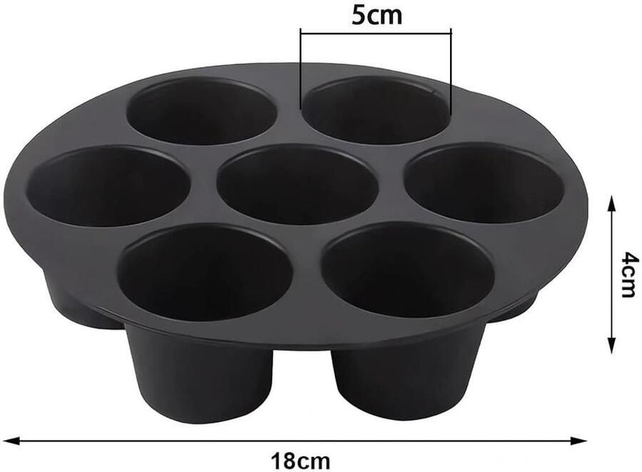 Dailygoods- Muffinvorm 2 Stuks Siliconen Muffinvormen 7 Holtes Voor Air Fryer Herbruikbaar Temperatuurbestendig van -40 °C tot 230 °C Bakvorm