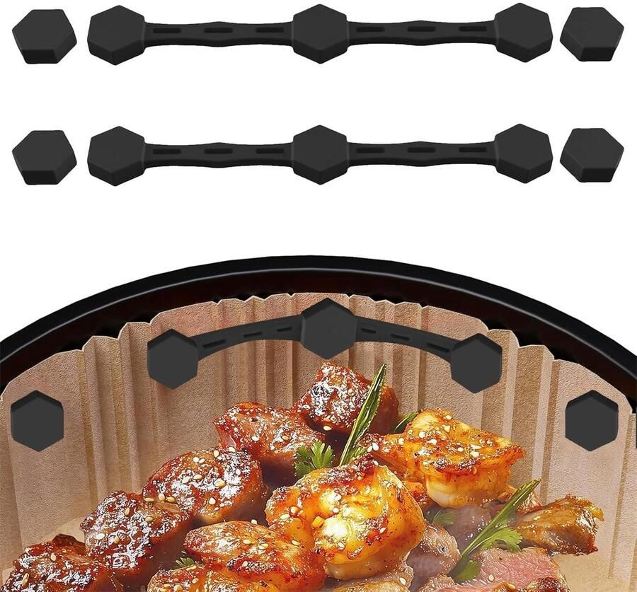 Dailygoods Ninja Af500eu Heteluchtfriteuse accessoires siliconen clips voor het fixeren van bakpapier inzetstukken accessoires Ninja Af400eu Af500eu (zwart 2 stuks)
