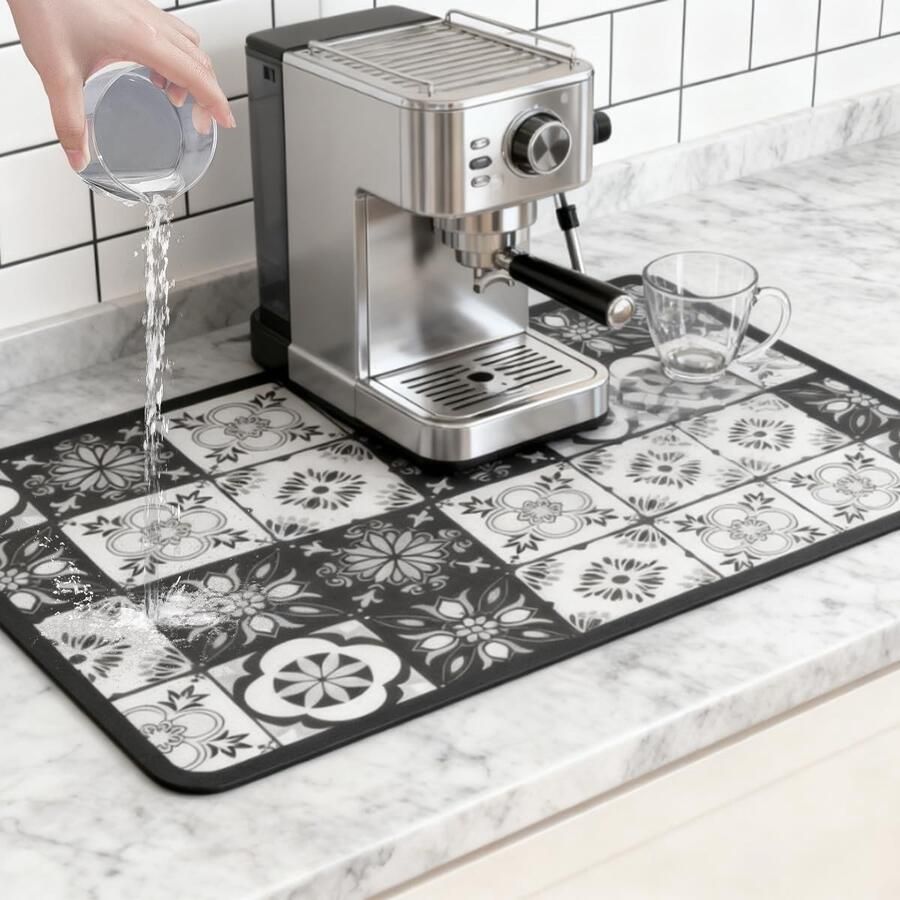 Dailygoods- Onderlegmat Antislip Afdruipmat Koffiezetapparaat Waterdicht Rubber 40 x 60 cm Diatomiet Flexibel en Opvouwbaar Koffiemat
