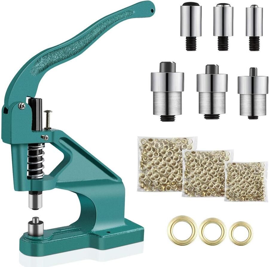 Dailygoods- Oogje Machine Professionele Handmatige Rek Persmachine 900 Grommets 3 Matrijzen 21x19 cm 7 6 kg Voor DIY Ambachten Grommet Mac