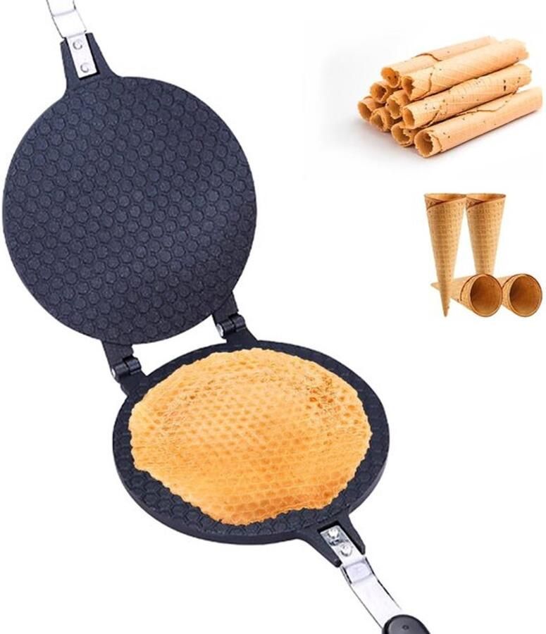 Dailygoody Pannenkoek Maker Wafelijzer Geschikt voor Gasfornuis Aluminium Omelet Maker Bakken en Koken 38 5 x 17 cm