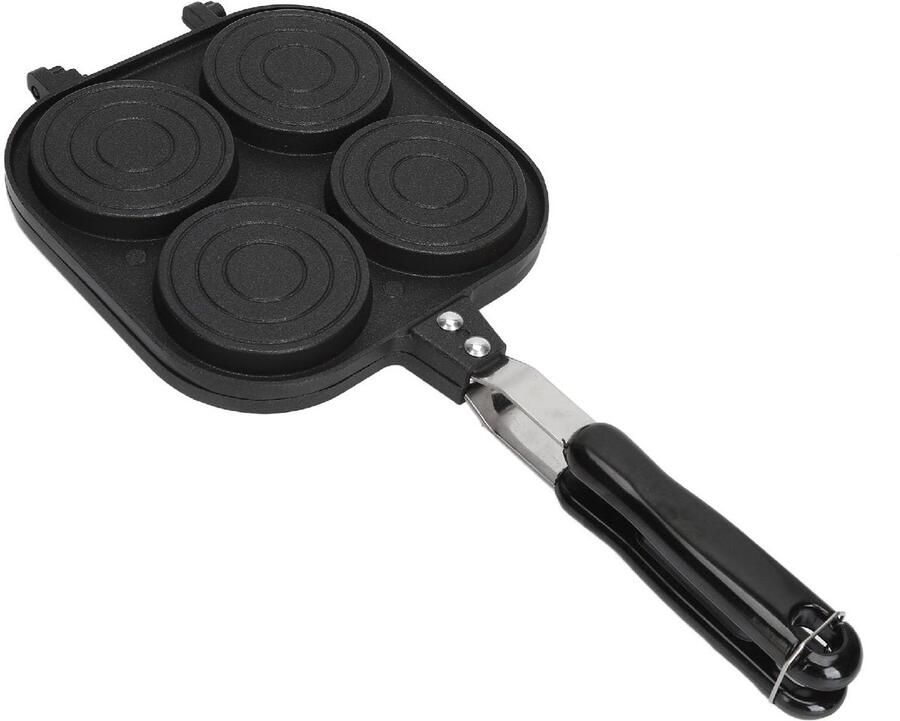 Dailygoods- Pannenkoekpan Snelkokend Dubbelzijdige Sandwichpan Antiaanbaklaag Draagbaar Ontwerp Ideaal Voor Kamperen Multifunctioneel Wafelijzer