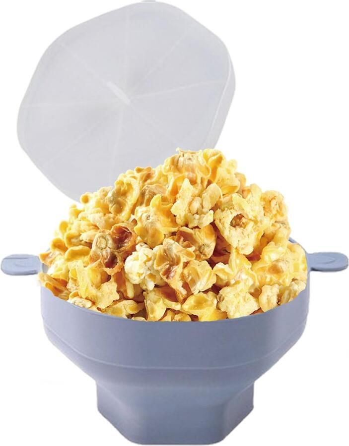 Dailygoods- Popcornkom Siliconen BPA-vrij Magnetronoven Geschikt Handvat Eenvoudig Op te Bergen Vaatwasserbestendig Popcornschaal