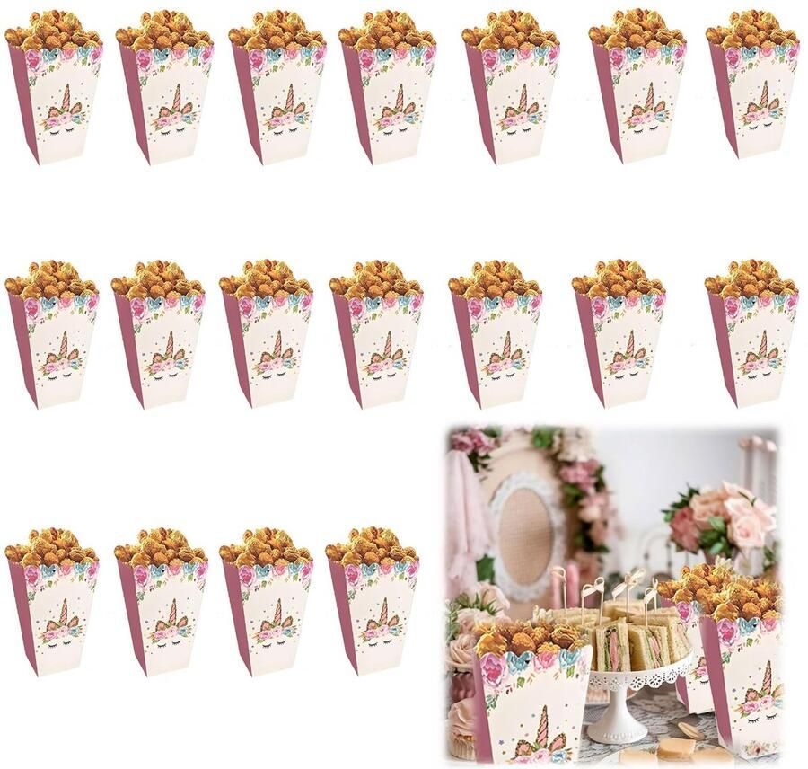 Dailygoods- Popcornzakjes Klein 16 Stuks Papieren Snackzakjes Feestaccessoires Draagbaar Ruimtebesparend Veelzijdig Gebruik