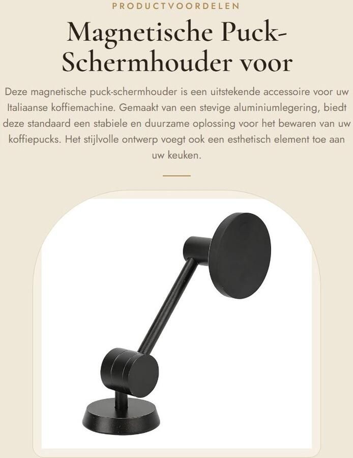 Dailygoods- Puckschermstandaard Magnetisch Aluminiumlegering Eenvoudige Installatie Accessoire voor Koffiemachines Stabiel en Roestvrij Praktische Opbergoplossing Koffiefilterhouder
