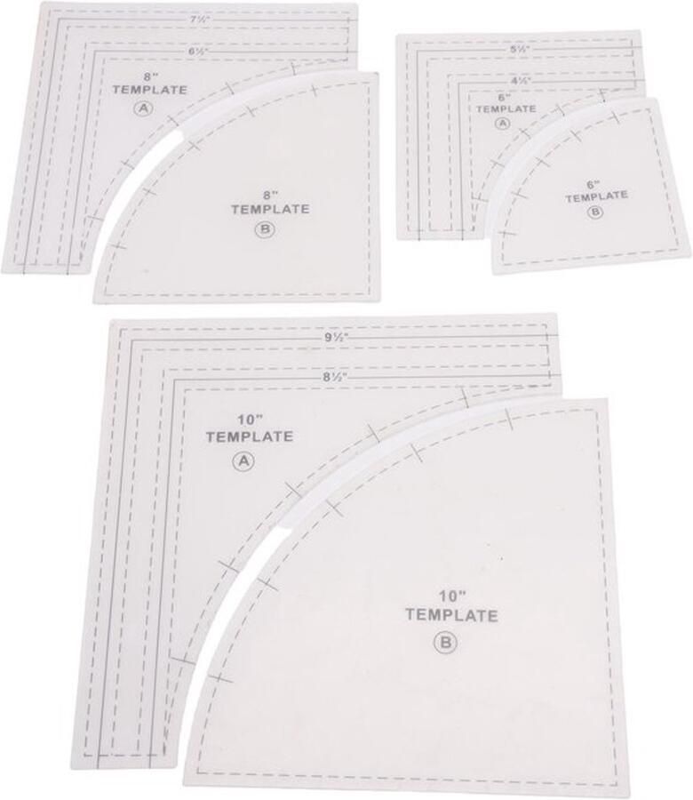 Dailygoods- Quiltsjablonen Boogvormige Linialen 3 Sets 10 8 6 Inch - Foto 2