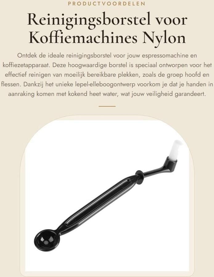 Dailygoods- Reinigingsborstel Hittebestendig Koffiemachine Espressomachine Nylon Borstelharen Lepel Elleboogontwerp Slijtvast Chemisch Bestendig Koffieborstel