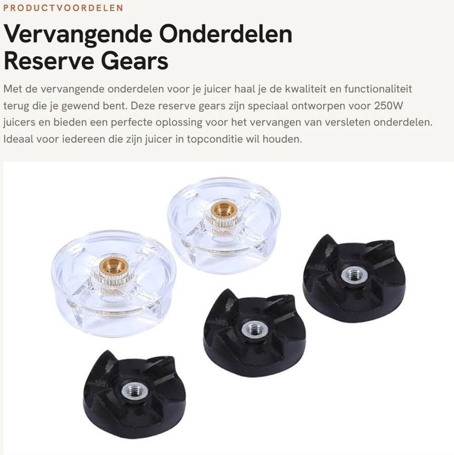 Dailygoods- Reserve Gear Vervangend Onderdeel 2 3 Blad Gears 250W Juicer Spare Base Gear Duurzaam Materiaal