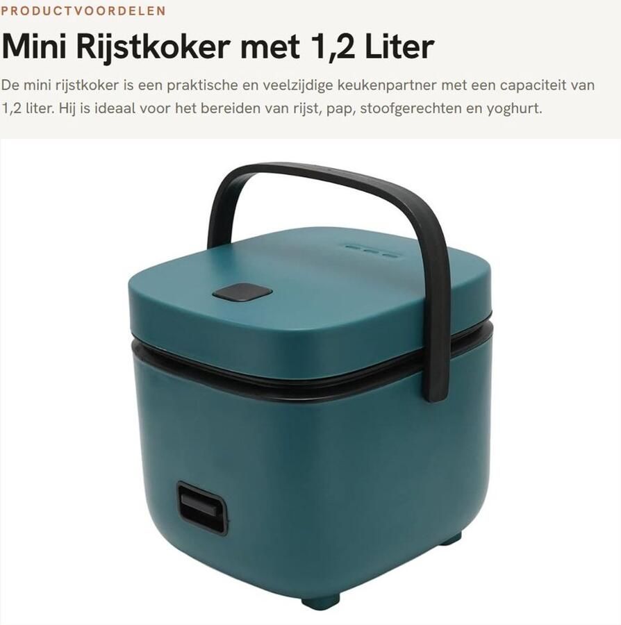 Dailygoods- Rijstkoker 1 2 Liter Mini-Rijstkoker met Stomer Koken van Pap Cakes Yoghurt Veiligheidsontwerp Geschikt voor 1-3 Personen Kookpan