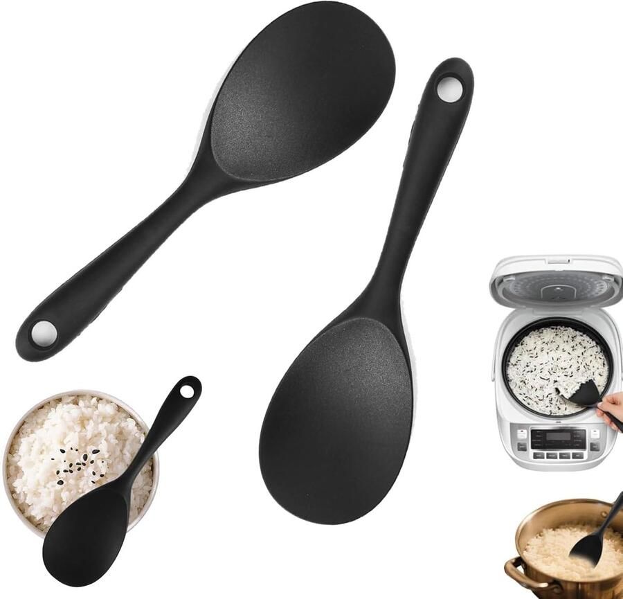 Dailygoods- Rijstkoker 2 stuks Rijstlepel scheplepel Siliconen Antiaanbaklaag Ruimtebesparend Duurzaam materiaal Kookgerei