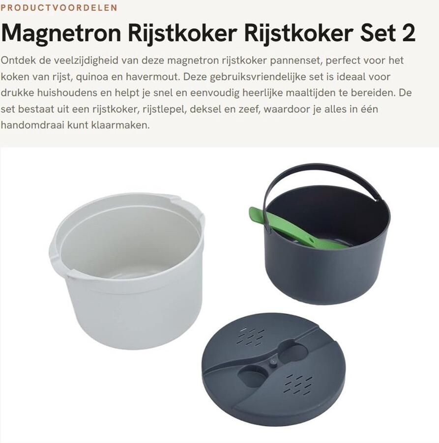 Dailygoods- Rijstkoker 2L Magnetronrijstkoker Rijststomer BPA-vrij Voedingskwaliteit Inclusief rijstlepel en deksel
