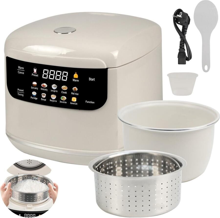 Dailygoods Rijstkoker met Low Carb Functie en 10-in-1 Functionaliteit