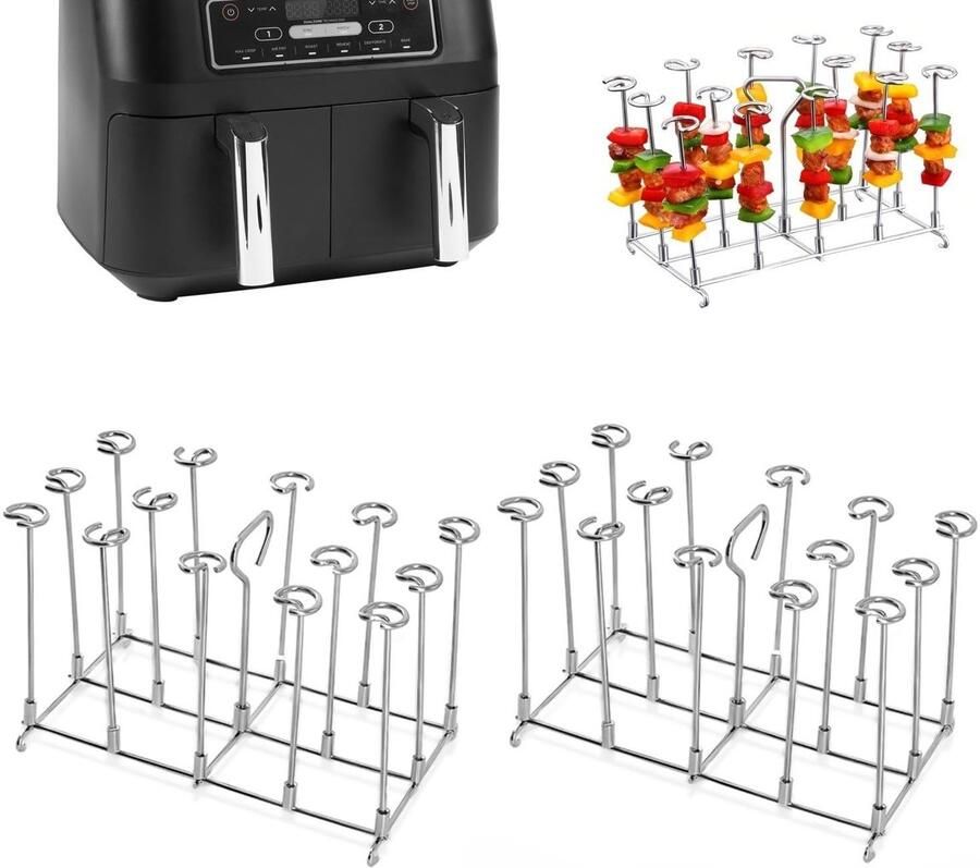 Dailygoods Roestvrij Stalen Kebabspiesjes Rek voor Airfryer