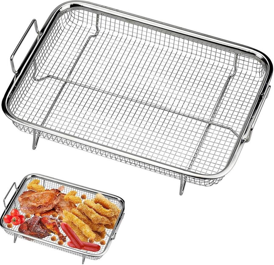 Dailygoods Roestvrijstalen Knappermand voor Oven en Airfryer 22 6 x 30 3 cm