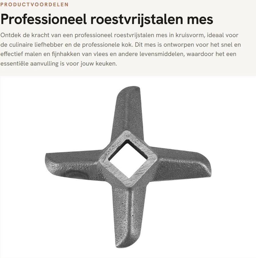 Dailygoods- Roestvrijstalen Mes Professioneel Kruisvormig Ontwerp Vijf Soorten Messen Duurzaam en Roestbestendig Geschikt voor Vleesmolen Gemakkelijk te Reinigen Snijmes