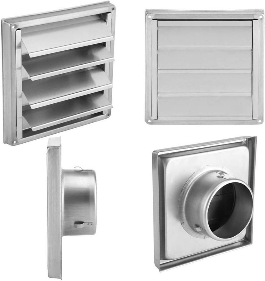 Dailygoods Roestvrijstalen ontluchterrooster Ventilatie Duurzaam 100 mm Afzuigkap Geschikt voor moderne woningen Vierkant