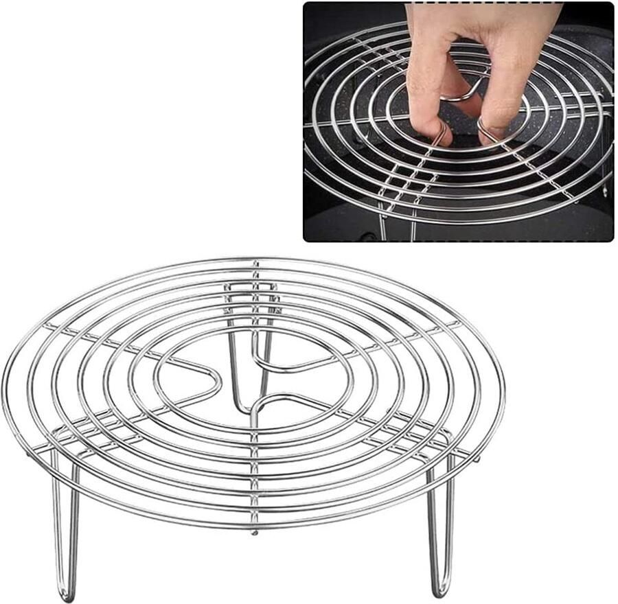 Dailygoods Ronde Stoomkoker van Roestvrij Staal met Koelrek