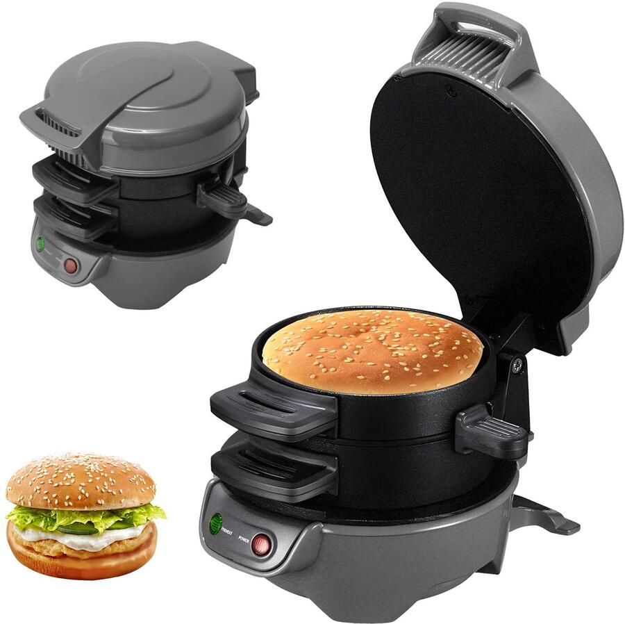 Dailygoods Sandwich Broodrooster en Hamburgermaker met Timer en Anti-aanbaklaag