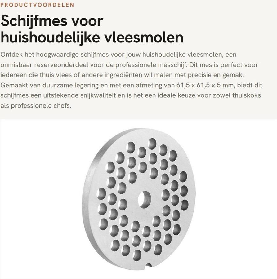 Dailygoods- Schijfmes Professioneel Reserveonderdeel Vleesmolen Legering 5 mm Zilver 61 5 x 61 5 mm Veilig en Duurzaam Vleesmolenmes