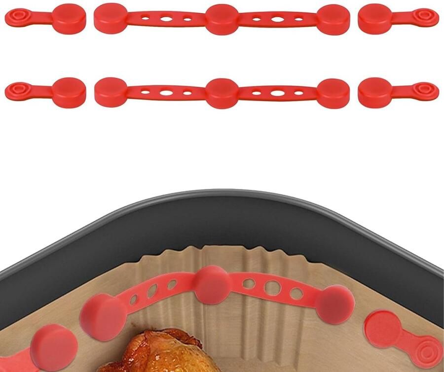 Dailygoods Set van 2 magneten voor airfryer-bakpapier siliconen magneetgespen voor heteluchtfriteuse magnetische bevestigingsgesp magneet siliconen shna voor koken en bakken in de heteluchtfriteuse