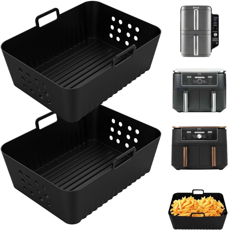 Dailygoods Set van 2 Siliconen Inserts voor Ninja Air Fryer Dubbele Kamer Accessoire