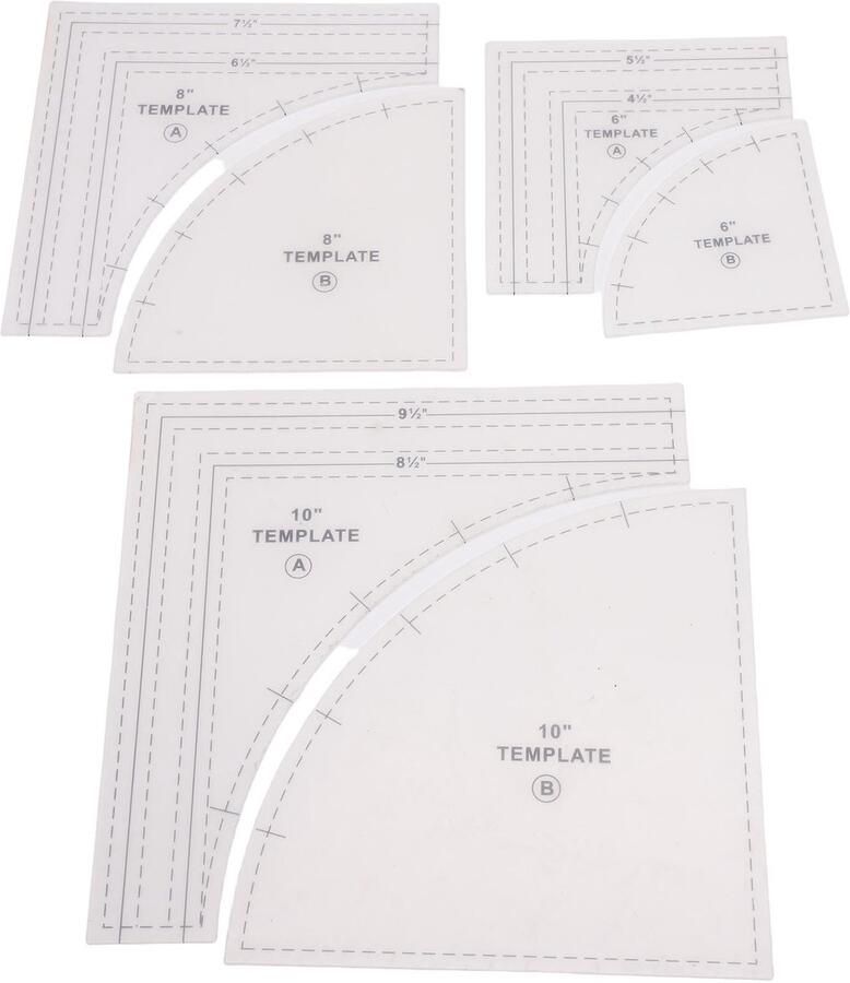 Dailygoods Set van 3 Boogvormige Quiltsjablonen